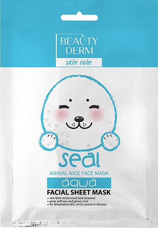 Тканевая увлажняющая маска - Beauty Derm Animal Seal Aqua