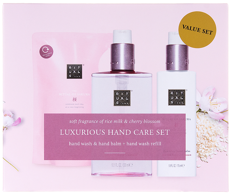 Набір - Rituals The Ritual Of Sakura Luxurious Hand Care Set (h/wash/2x300ml + h/balm/175ml) — фото N2