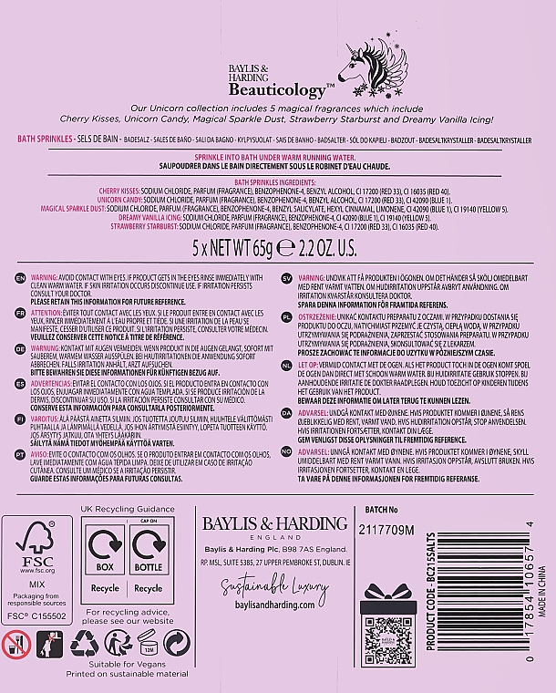 Набір - Baylis & Harding Beauticology Unicorn (salt/for/bath/5x65g) — фото N3