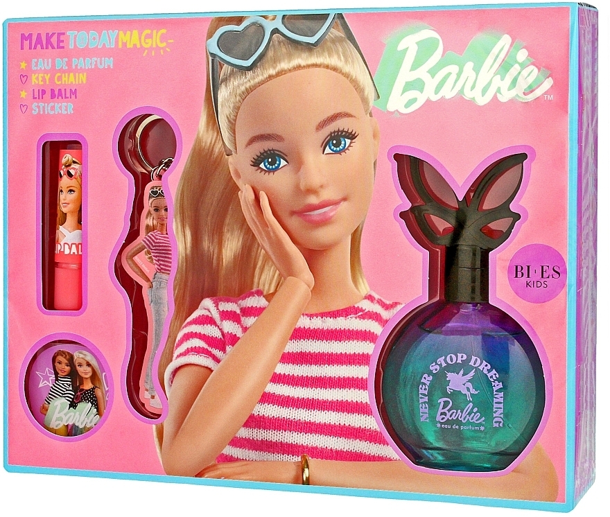 Bi-es Barbie Make Today Magic - Набор (edp/50ml + lip/balm/1pcs + keychain/1pcs) — фото N1
