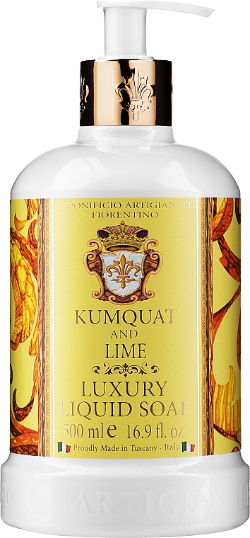 Натуральное жидкое мыло "Кумкват и лайм" - Saponificio Artigianale Fiorentino Kumquat and Lime Luxury Liquid Soap — фото N1