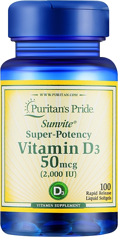 Диетическая добавка "Витамин D3", 50 мкг - Puritan's Pride Vitamin D3 