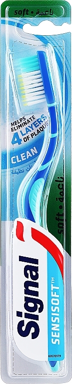 М'яка зубна щітка, синя з бірюзовим - Signal Sensisoft Clean Soft — фото N1