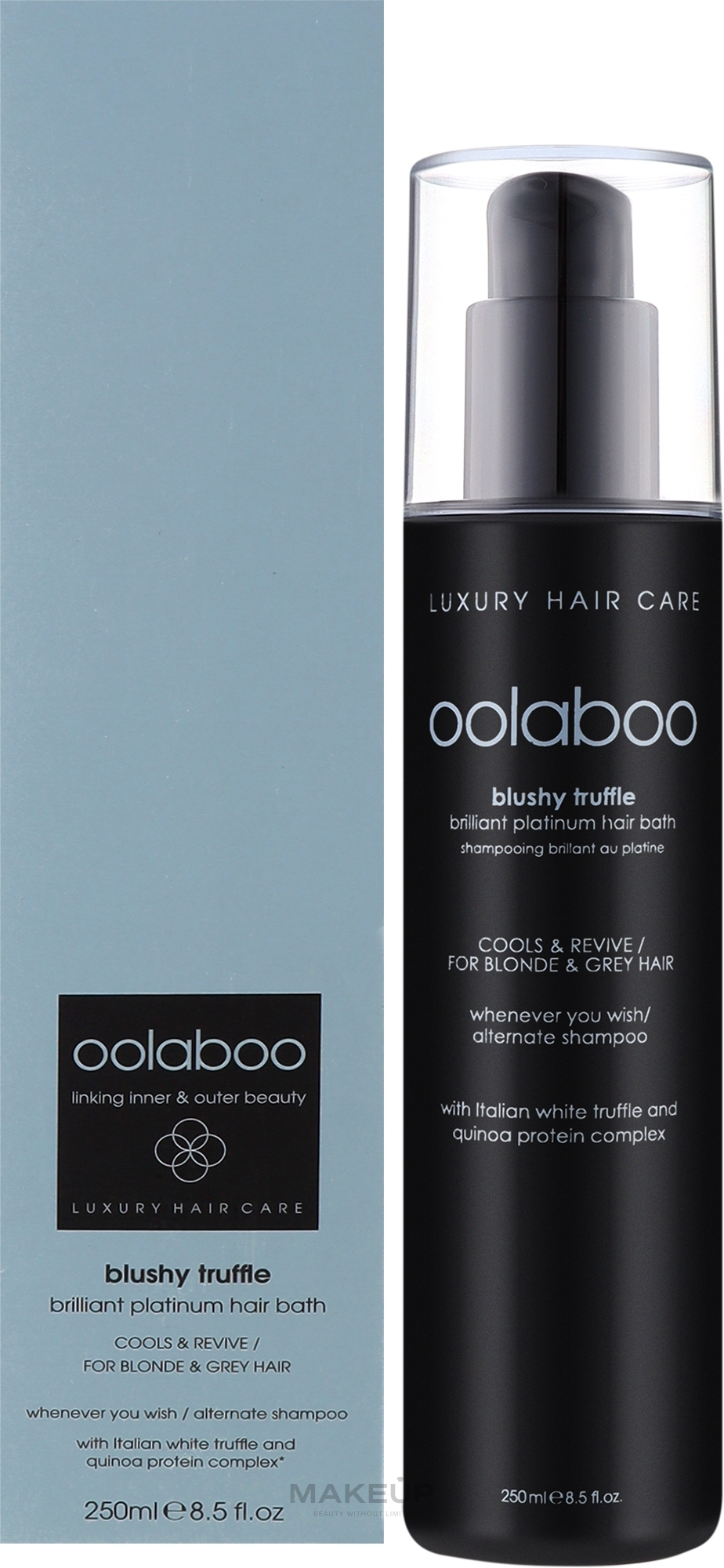 Живильна ванночка для волосся з фіолетово-блакитними пігментами для нейтралізації жовтизни - Oolaboo Blushy Truffle Brilliant Platinum Hair Bath — фото 250ml