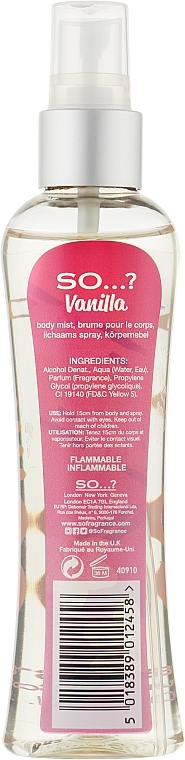 УЦЕНКА Спрей для тела - So…? Vanilla Body Mist * — фото N4