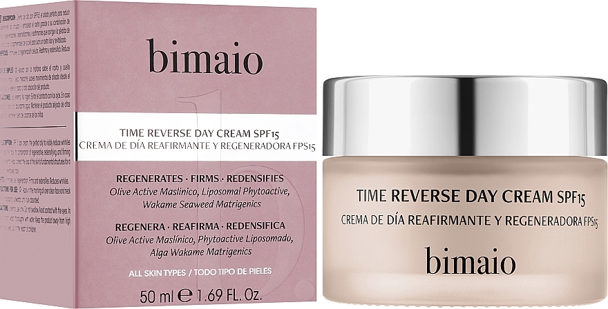 РАСПРОДАЖА Восстанавливающий дневной крем SPF15 для лица - Bimaio Time Reverse Cream SPF15  * — фото N2