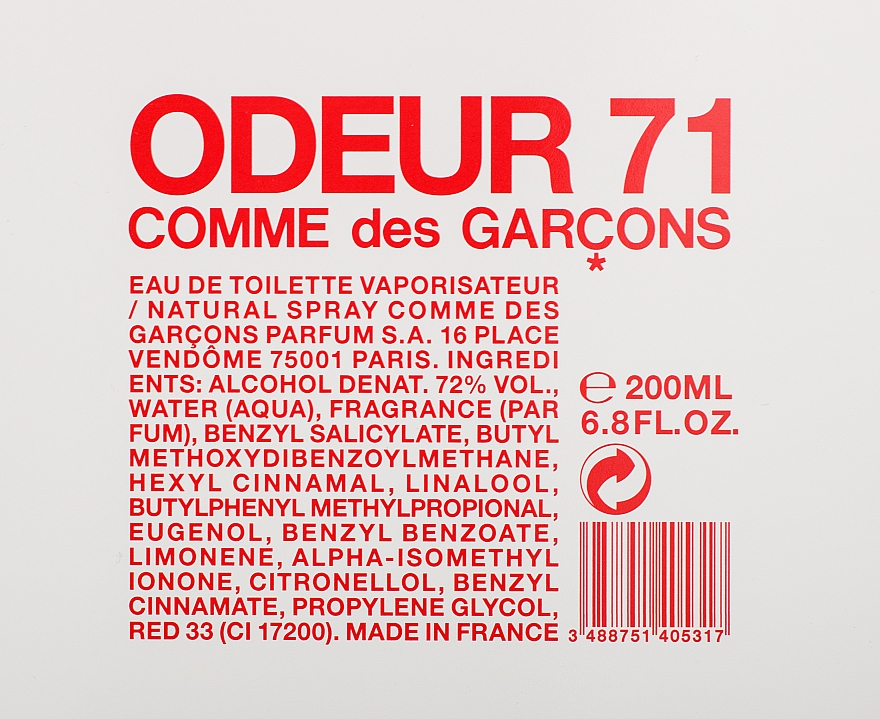 Comme Des Garcons Odeur 71 - Туалетная вода — фото N3