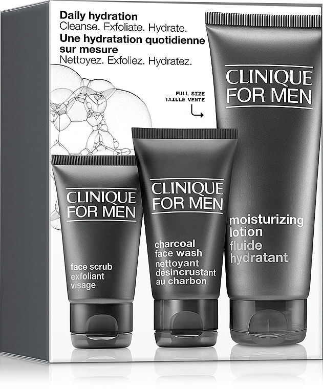 Набор для ежедневного увлажнения кожи для мужчин - Clinique For Men Daily Hydration Set (f/wash/50ml + f/scr/30ml + f/lot/100ml) — фото N1