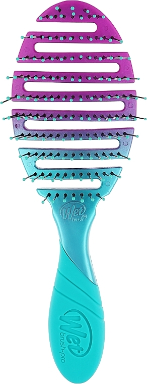 Щетка для быстрой сушки волос c мягкой ручкой, фиолетово-голубая - Wet Brush Pro Flex Dry Ombre Teal — фото N1