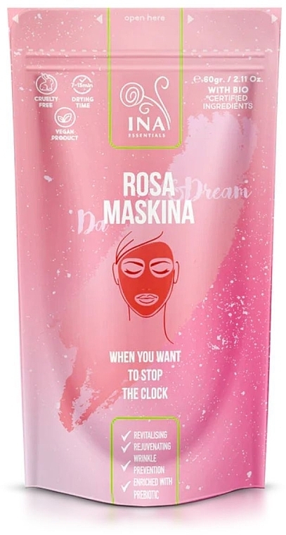 Глиняна маска для обличчя c трояндою - Ina Essentials Rose Maskina — фото N1