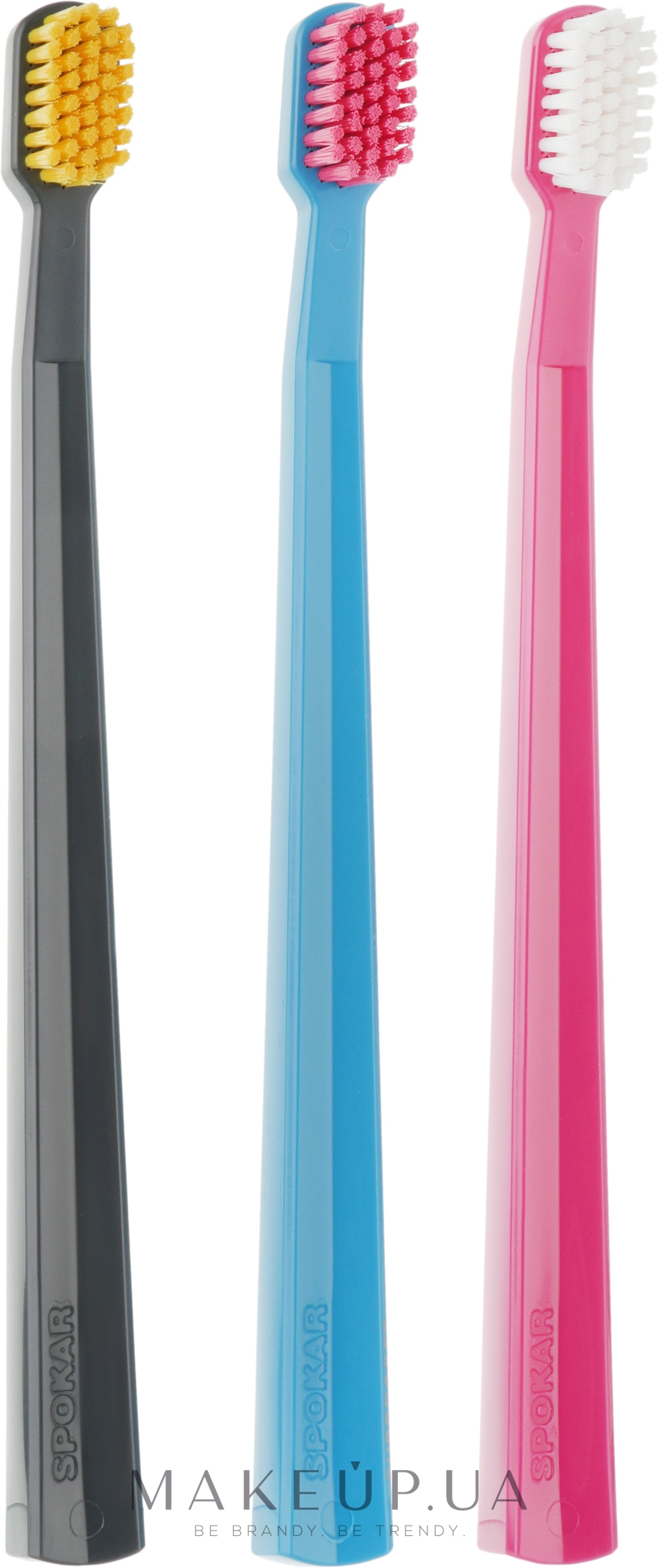 Набір зубних щіток "X", суперм'яка, блакитна + рожева + чорна - Spokar X Supersoft — фото 3шт