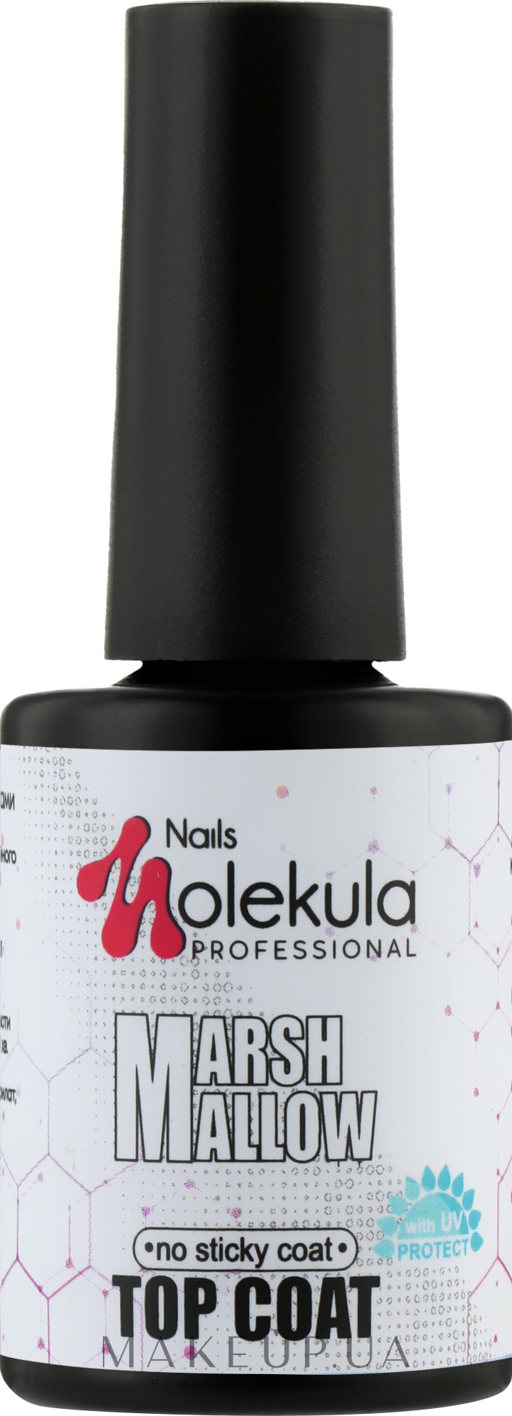Финишное покрытие, с белыми точками без липкого слоя - Nails Molekula Top Coat Marshmallow — фото 12ml
