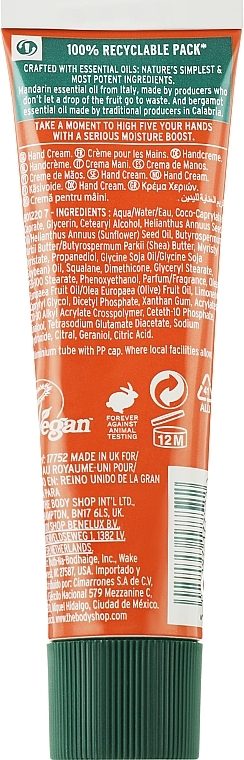 Крем для рук - The Body Shop Mandarin & Bergamot Vegan Boost Happy Hand Cream — фото N2