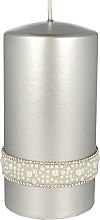 Декоративна свічка срібна, 7х14см - Artman Crystal Opal Pearl — фото N1