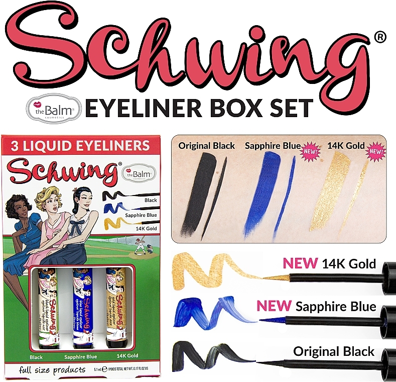 Набор - theBalm Ladies Schwing Liquid Eyeliner Trio (eye/liner/3x1.7ml) — фото N14