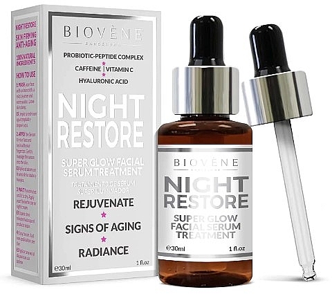 Нічна сироватка для обличчя - Biovene Night Restore Super Glow Facial Serum Treatment — фото N1