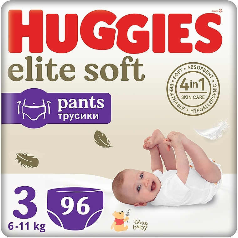 Підгузки-трусики Elite Soft Pants 3 (6-11 кг), 96 шт. - Huggies — фото N1