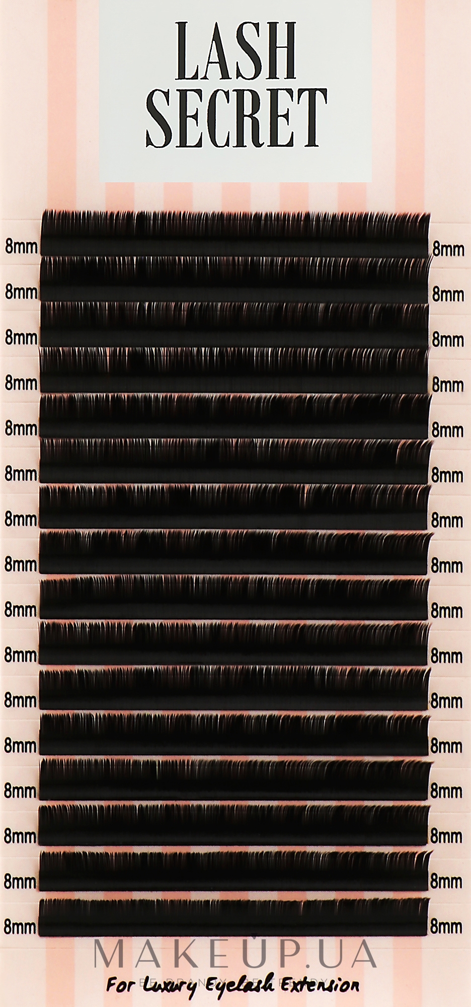 Накладные ресницы, черные, 16 линий (один размер, 0,07, L, 8) - Lash Secret — фото 1уп