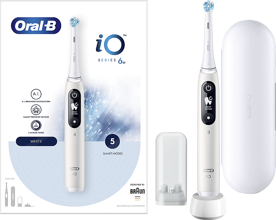 Електрична зубна щітка, біла - Oral-B Braun iO Серія 6 — фото N3