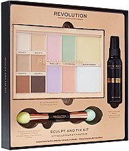 Парфумерія, косметика Набір для макіяжу - Makeup Revolution Sculpt & Fix Kit (palette/47.6g + spray/100ml + brush)