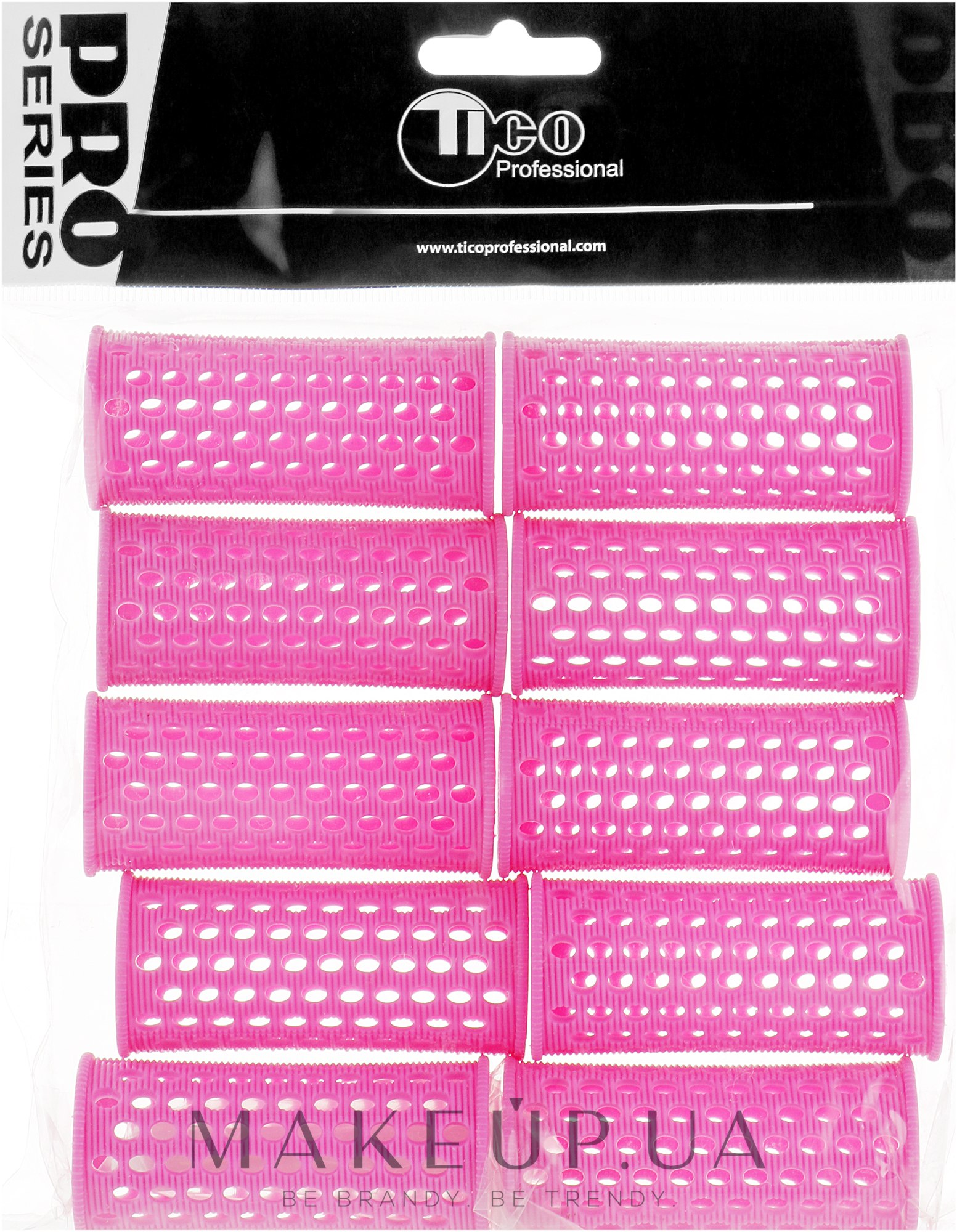 Бигуди пластиковые d28 мм, розовые - Tico Professional — фото 10шт