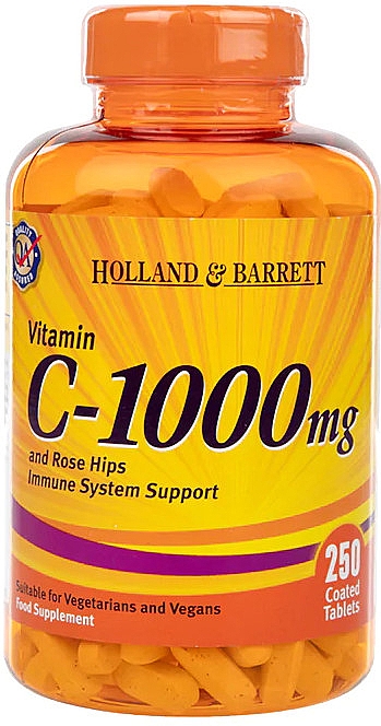 Пищевая добавка "Витамин C и шиповник", 1000 мг - Holland & Barrett Vitamin C & Rose Hips 1000mg — фото N2