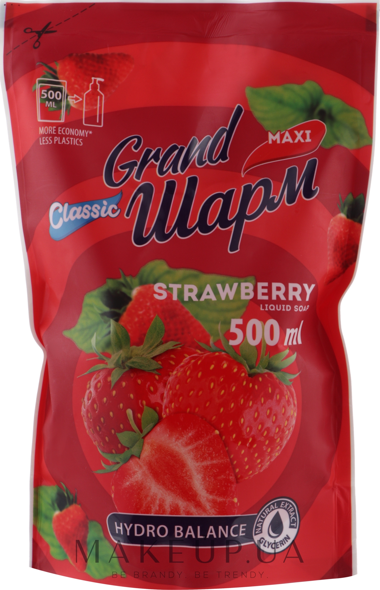 Рідке мило "Полуниця" - Миловарні традиції Grand Шарм Strawberry Liquid Soap (змінний блок) — фото 500ml