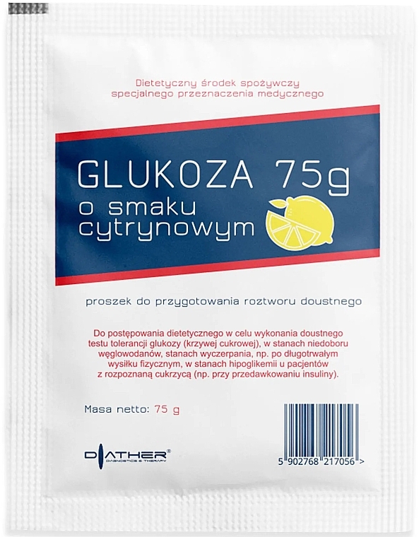 Глюкоза зі смаком лимона, саше - Diather Diagnostics & Therapy Glukoza — фото N1