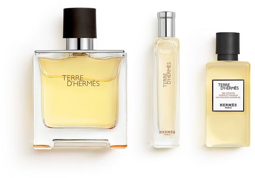 Hermes Terre d'Hermes Parfum - Набор (edp/75ml + edp/15ml + sh/gel/40ml) — фото N2