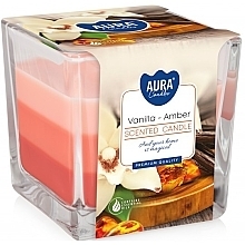 Свеча в квадратном стакане "Ваниль и амбра" - Bispol Aura Vanilla Amber Candles — фото N1