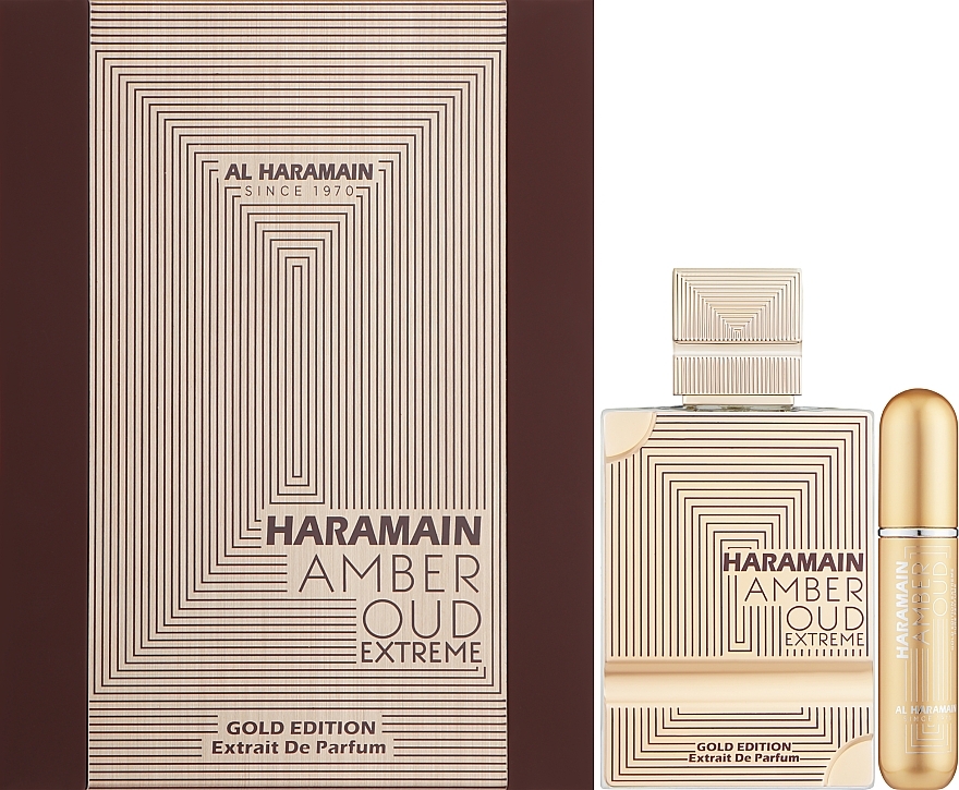 Al Haramain Amber Oud Gold Edition Extreme Pure Perfume Gift Set - Набор (perfume/60ml + atomiser/10ml) — фото N2