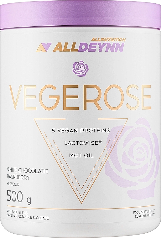 Растительный протеин "Белый шоколад и малина" - AllNutrition AllDeynn VegeRose White Chocolate Raspberry — фото N1