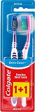 Духи, Парфюмерия, косметика Зубная щетка средней жесткости "Extra Clean", фиолетовая + розовая - Colgate Extra Clean Medium