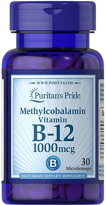 Харчова добавка "Вітамін B12", 1000 мг - Puritan's Pride Methylcobalamin Vitamin B-12 1000 mcg — фото N1