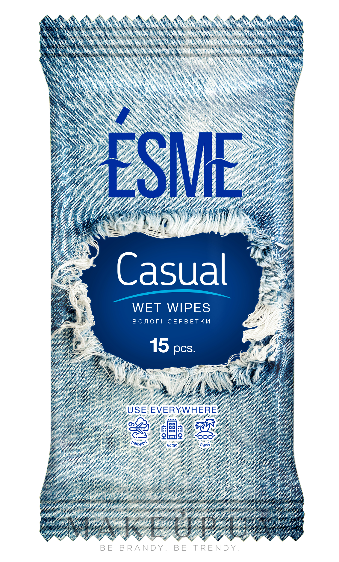 Карманные влажные салфетки "Повседневнные", синяя упаковка - Esme Casual Wet Wipes — фото 15шт