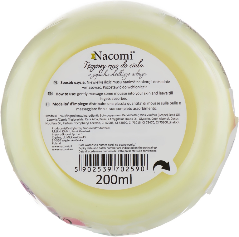 Мус для тіла, з ароматом кавуна - Nacomi Rainbow Mousse — фото N3