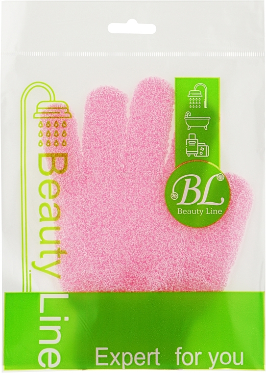 Мочалка-перчатка банная, розовая - Beauty Line — фото N1