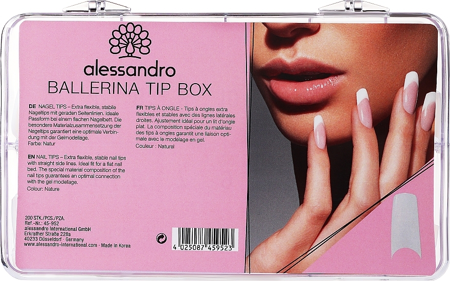Типсы для наращивания ногтей, 200 шт - Alessandro International Nagel-Tips Ballerina Tip Box — фото N1