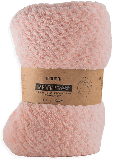 Полотенце-тюрбан для сушки волос, розовое - Mohani Microfiber Hair Towel Pink 