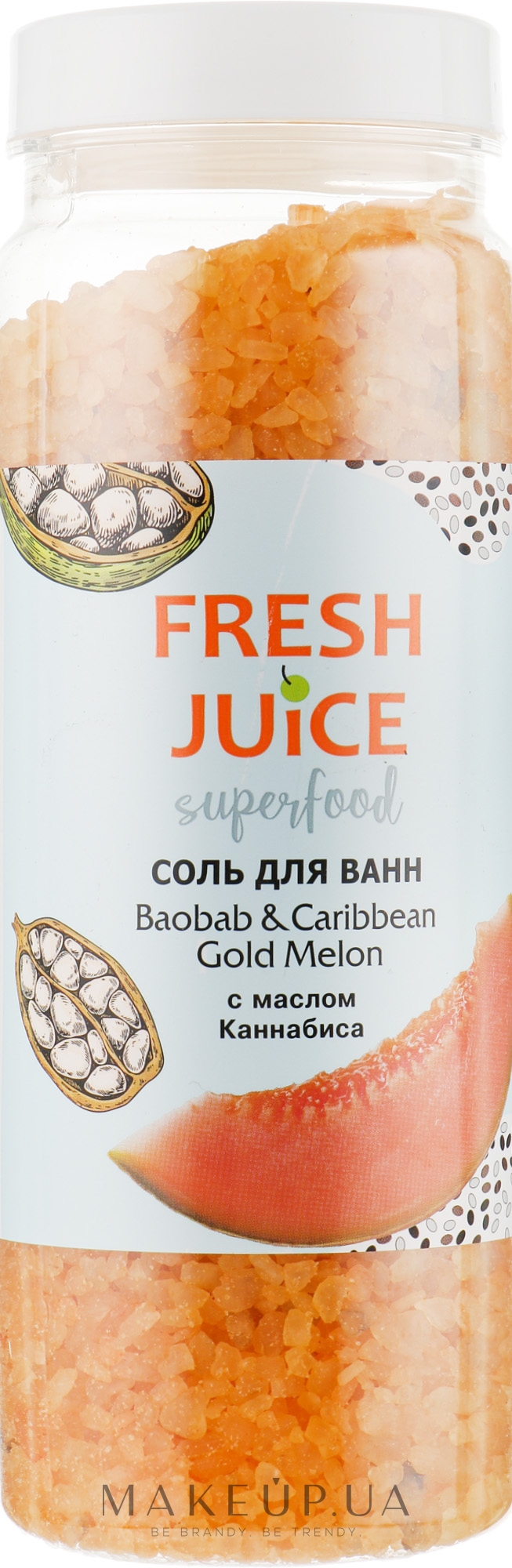 Сіль для ванн "Баобаб і карибська золота диня" - Fresh Juice Superfood Baobab & Caribbean Gold Melon — фото 700g