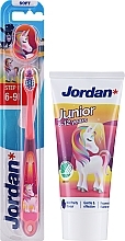 Парфумерія, косметика Набір 6-12 років, єдиноріг - Jordan Junior (toothpaste/50ml + toothbrush/1pc)