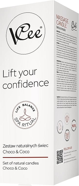 Набор натуральных свечей - Vcee Lift Your Confidence Choco & Coco (candle/80g + candle/100ml) — фото N1