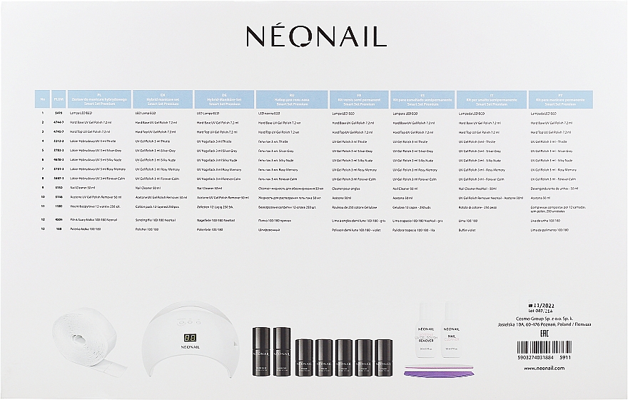 Стартовый набор - NeoNail Professional Smart Set Premium (n/polish/5x3ml + n/base/7.2ml + n/top/7.2ml + lamp/1pc + n/cleaner/50ml + n/remover/50ml + n/pads/250pcs + nail/file/2pcs) — фото N5