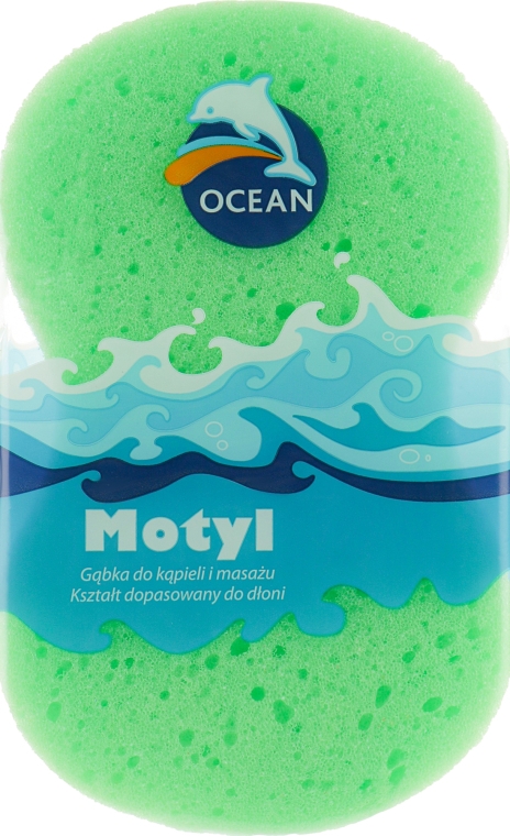 Губка масажна для купання "Motyl", салатова - Ocean — фото N1