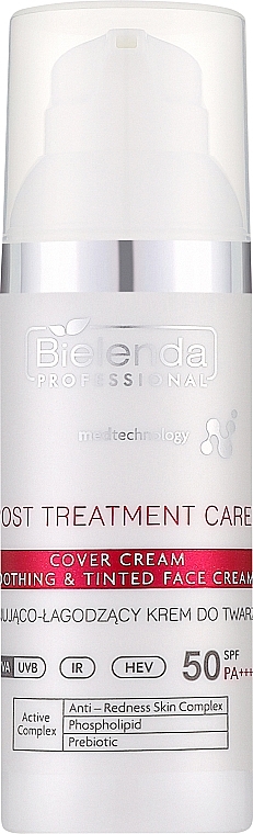 Успокаивающий и тонизирующий крем для лица - Bielenda Professional Post Treatment Care SPF 50 PA++++ — фото N1