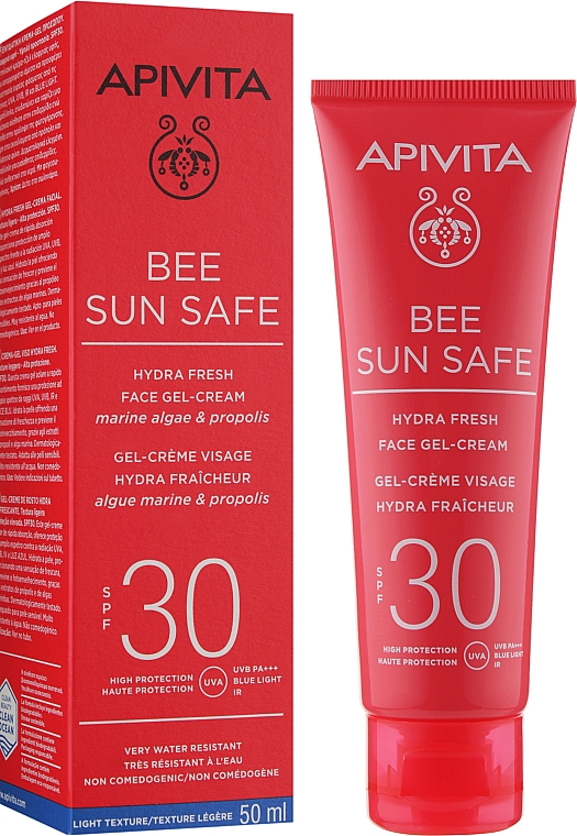 Солнцезащитный крем-гель для лица с морскими водорослями и прополисом - Apivita Bee Sun Safe Hydra Fresh Face Gel-Cream SPF30 — фото N2