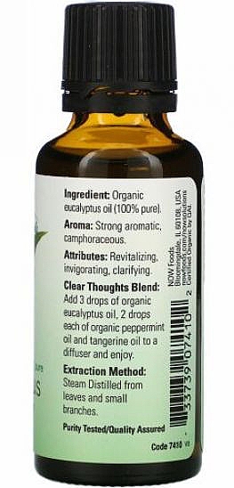 Органічна ефірна олія евкаліпта - Now Foods Organic Essential Oils Eucalyptus — фото N2