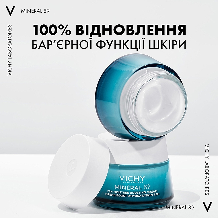 УЦЕНКА Легкий крем для всех типов кожи лица, увлажнение 72 часа - Vichy Mineral 89 Light 72H Moisture Boosting Cream * — фото N4