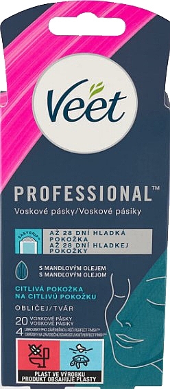 Восковые полоски для депиляции лица с миндальным маслом - Veet Facial Wax Strips Sensitive Skin — фото N1