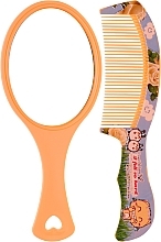 Парфумерія, косметика Дитячий гребінець з ручкою і дзеркальце, CLR-335, помаранчевий - Christian